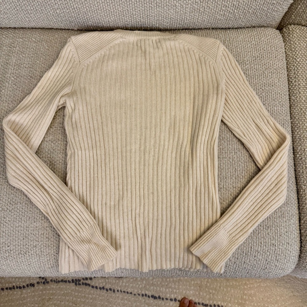 Intermix Ivory Wool Cashmere Ribbed Sweater - Picture 4 of 5